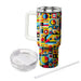 Colorful Patchwork Geometric  Tumblers With Lids