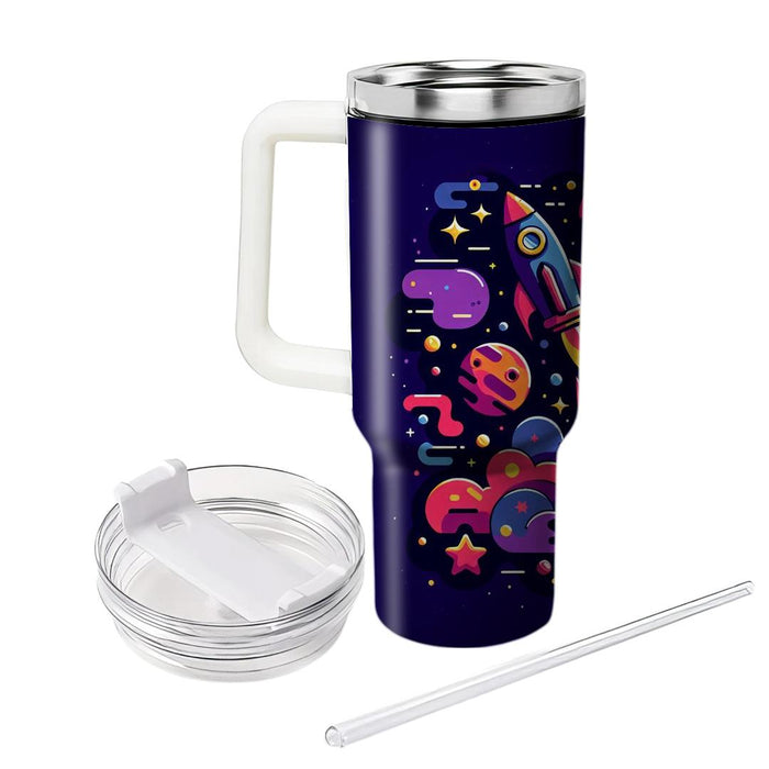 Funky Retro Space Scene  Personalized Tumblers