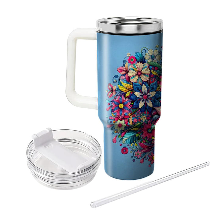 Bold Floral Kaleidoscope  Personalized Tumblers