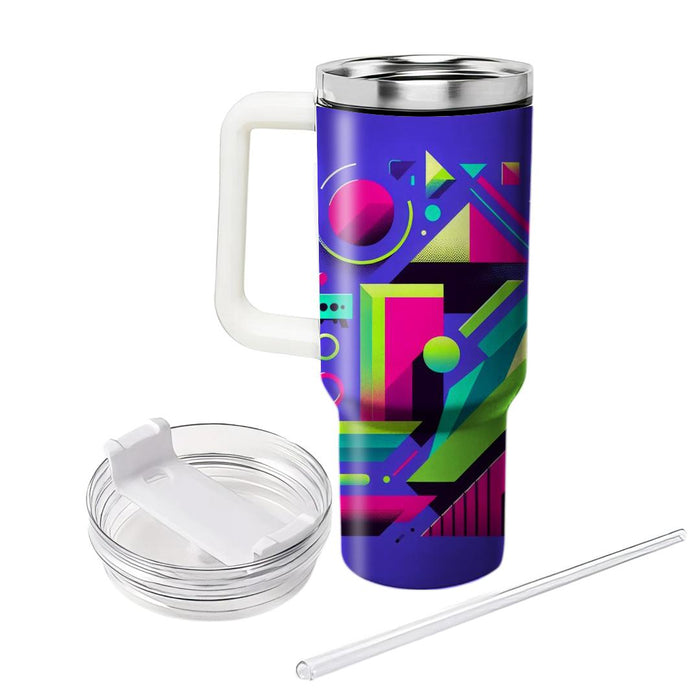 Geometric Neon Patterns  Personalized Tumblers