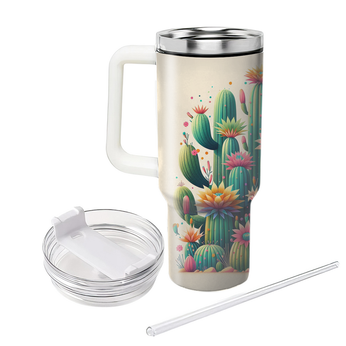 Blooming Cacti  Tumblers With Lids