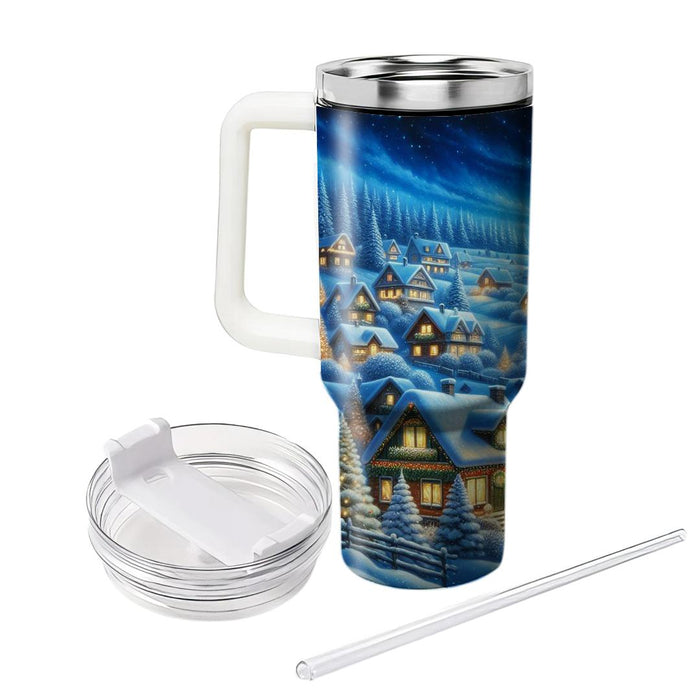 Winter Snowy Village Scene  Custom Tumblers