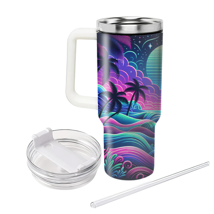 Neon Waves And Stars Custom Tumblers