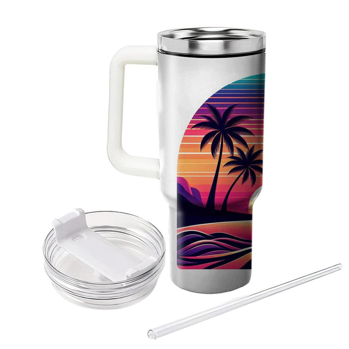 Tropical Retro Sunset  Personalized Tumblers