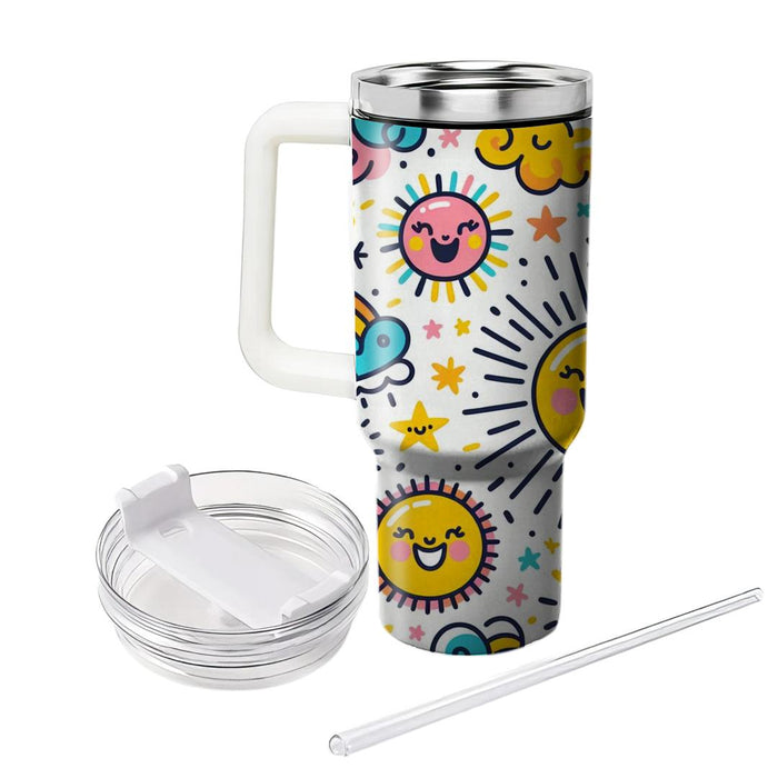 Whimsical Sunshine Burst  Unique Tumblers