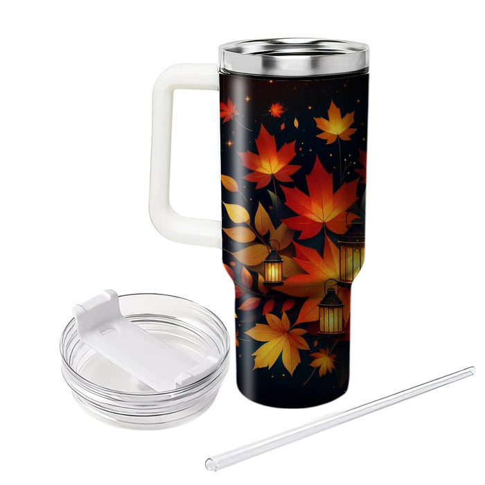 Autumn Leaves And Lanterns Tumblers With Lids