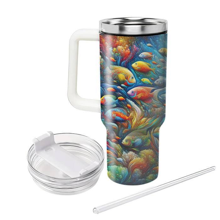 Vibrant Fish Frenzy  Tumblers With Lids