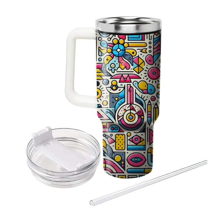 Whimsical Doodle Design  Tumbler Cups