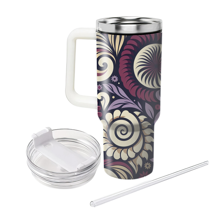 Artistic Spiral Flowers  Unique Tumblers