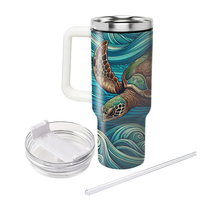 Serene Sea Turtle Voyage  Tumbler Cups