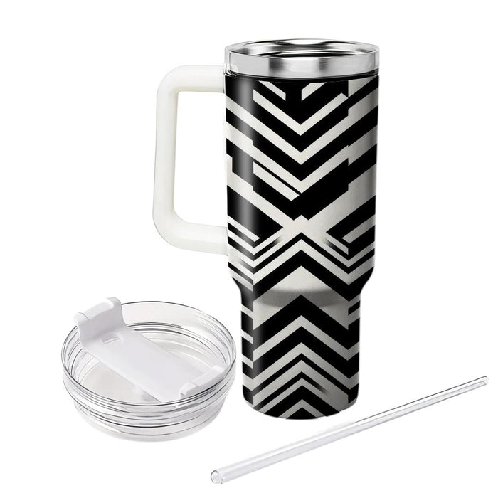 Sleek Black And White Zigzags  Custom Tumblers