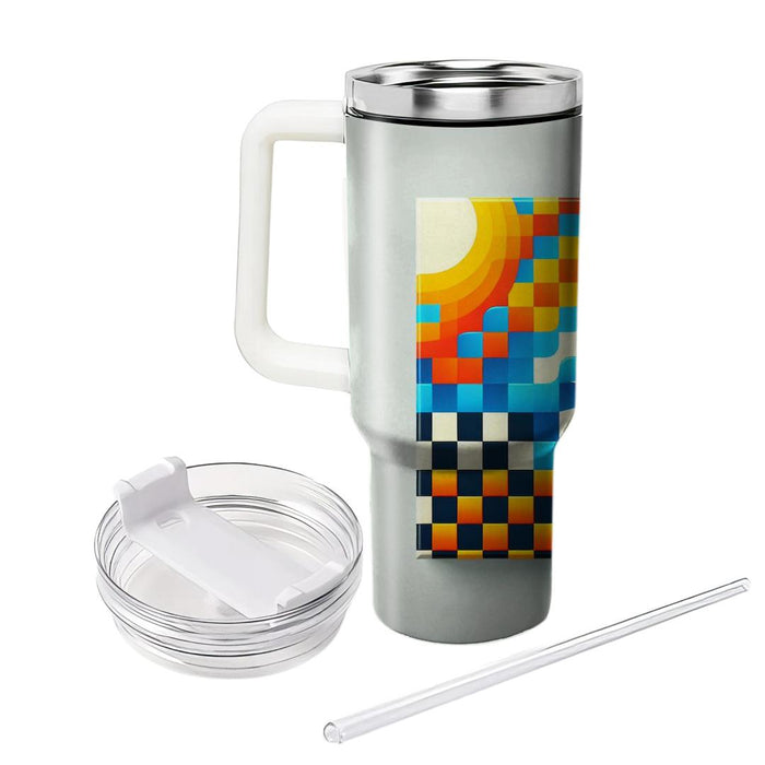 70s Style Checkerboard  Travel Tumblers