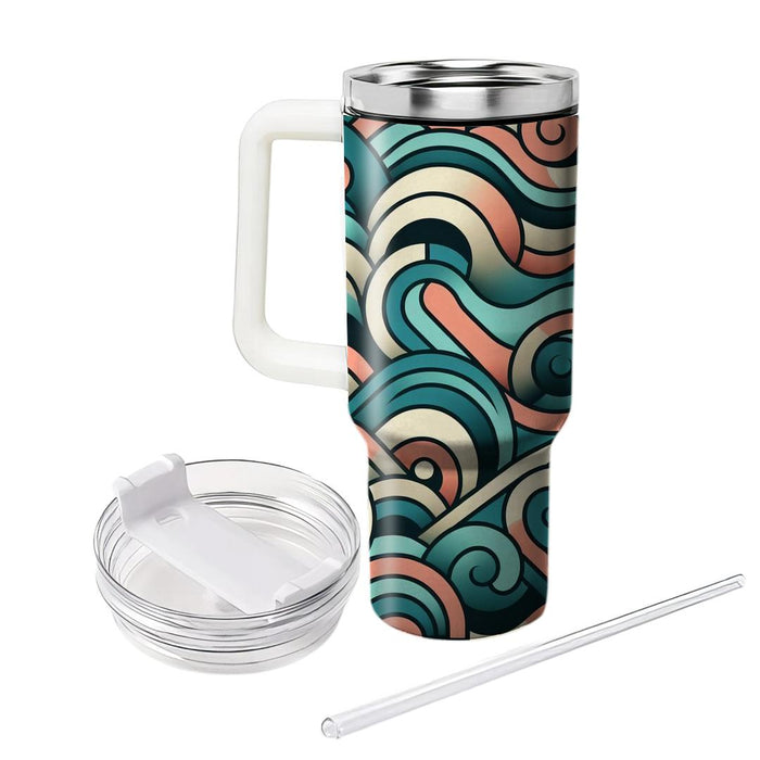 Geometric Swirl Motif  Tumblers With Lids