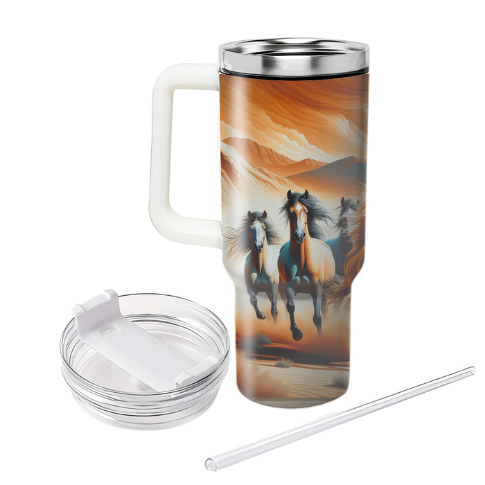 Wild Mustangs Running  Tumbler Cups