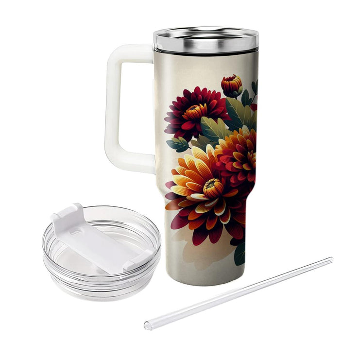 Autumn Chrysanthemum Burst  Unique Tumblers