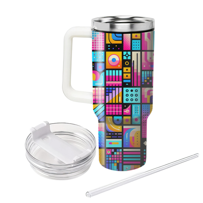 Vibrant Neon Mosaic  Personalized Tumblers