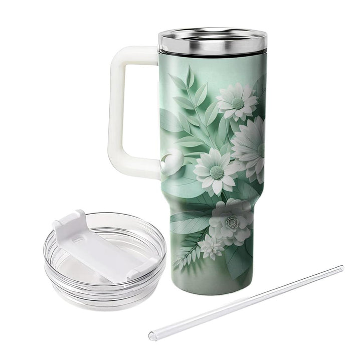 Fresh Mint Floral Fusion  Decorative Tumblers