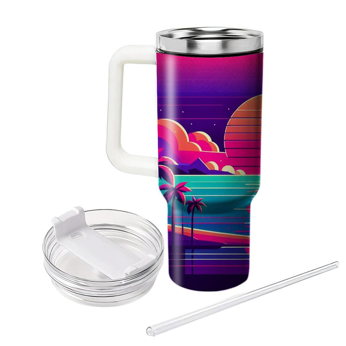 Retro Neon Sunset  Unique Tumblers