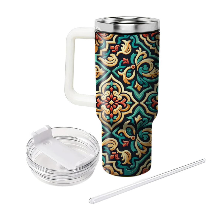 Ornamental Tile Design  Tumblers With Lids