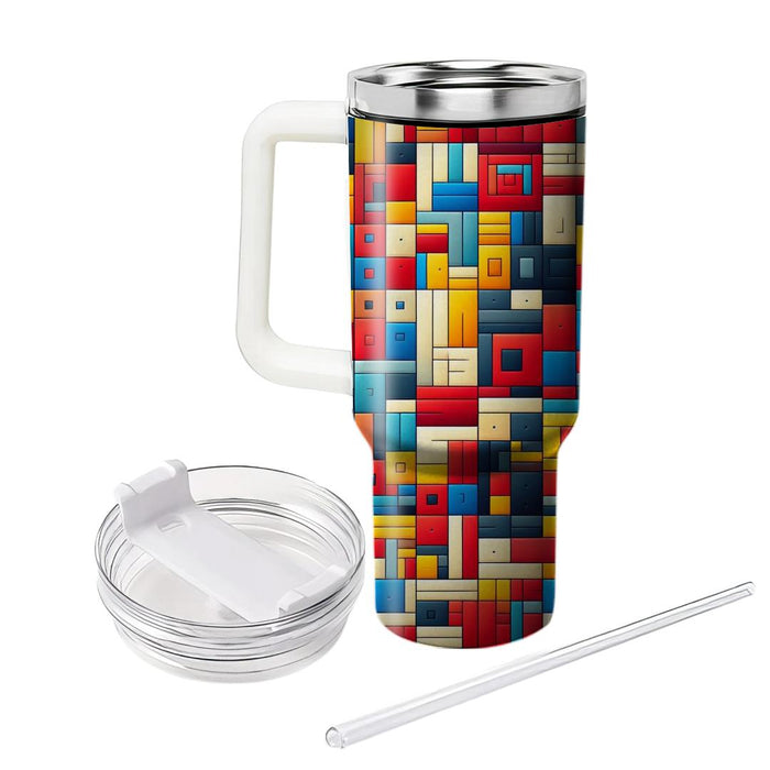 Colorful Quilt Pattern  Tumblers With Lids