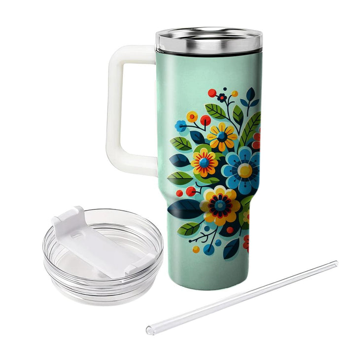 Vivid Floral Patchwork  Tumblers With Lids