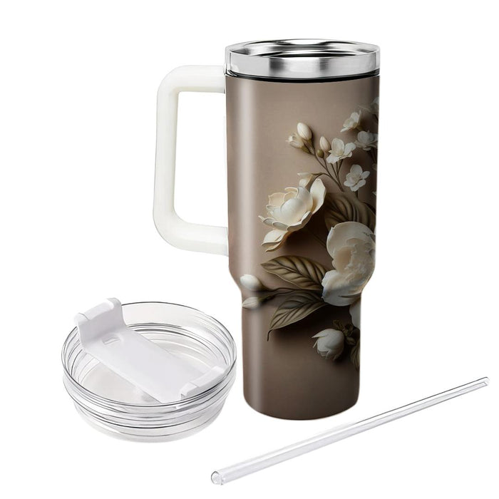 Timeless Gardenia Elegance  Unique Tumblers