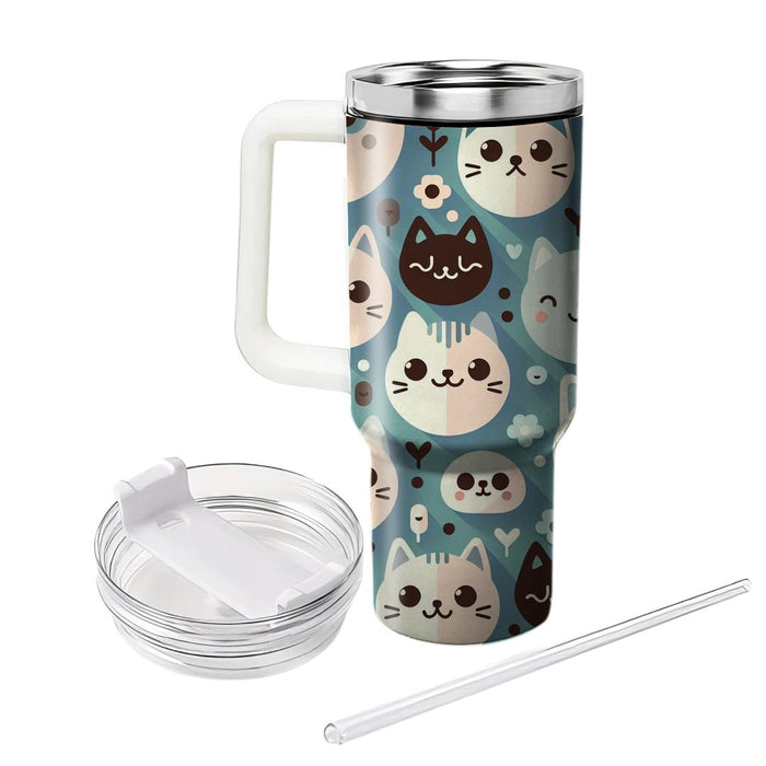 Whimsical Cat Faces  Travel Tumblers