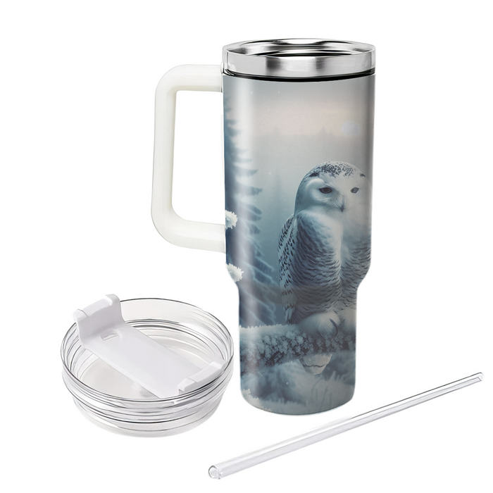 Serene Snowy Owl  Personalized Tumblers