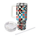 Retro Checkerboard Travel Tumblers