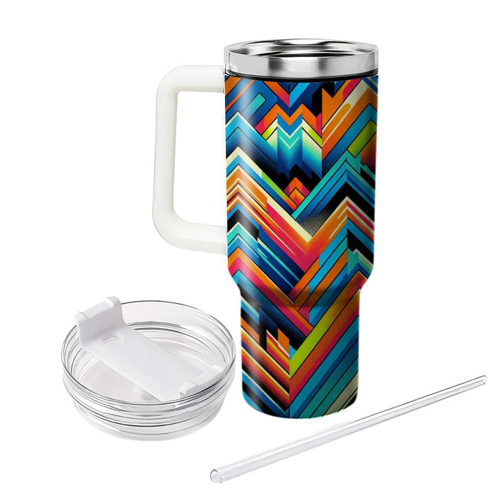 Zigzag Stripes Of Energy  Travel Tumblers