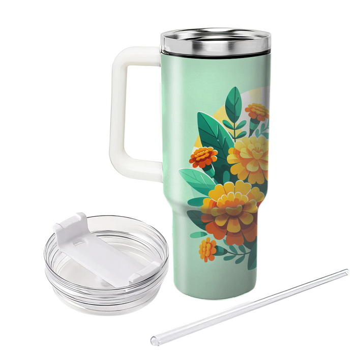 Sunny Marigold Delight  Tumblers With Lids