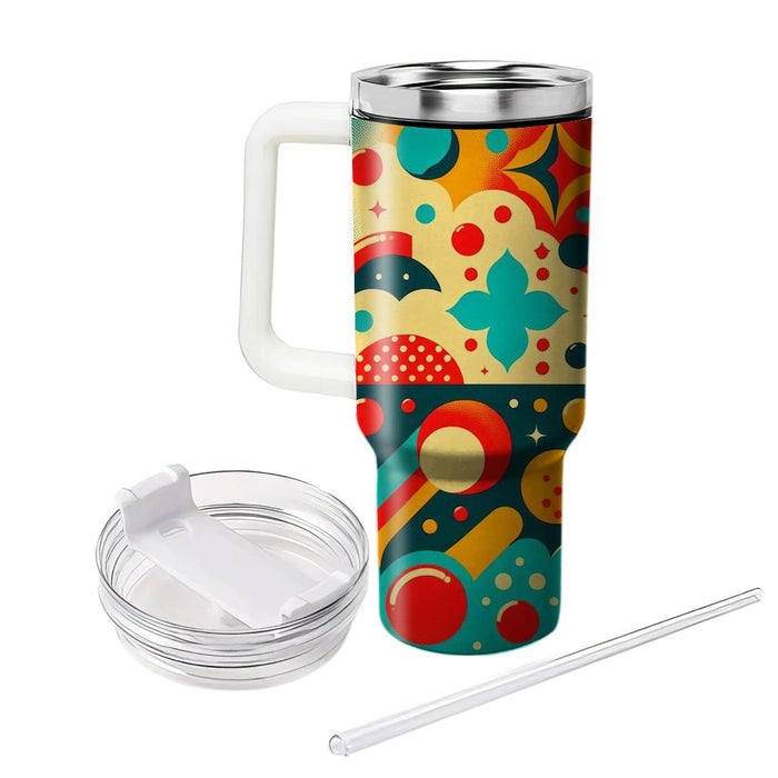 Retro Dot Mosaic  Tumblers With Lids