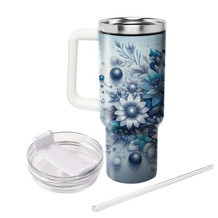 Winter Frost Flowers  Tumblers With Lids