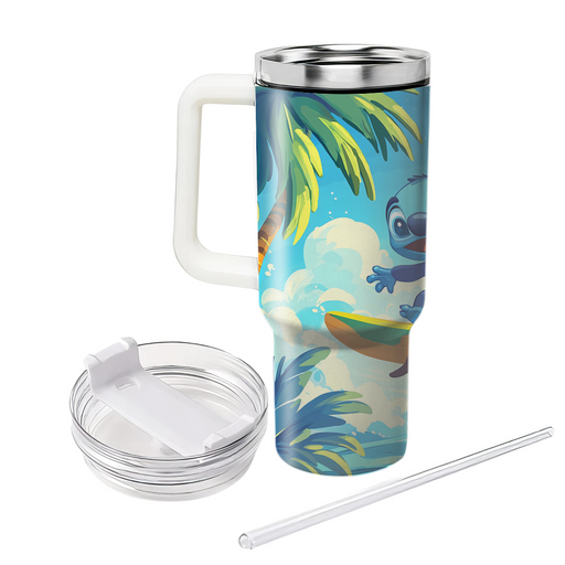 Stitch's Surfing Fun Artwork Personalized Tumblers