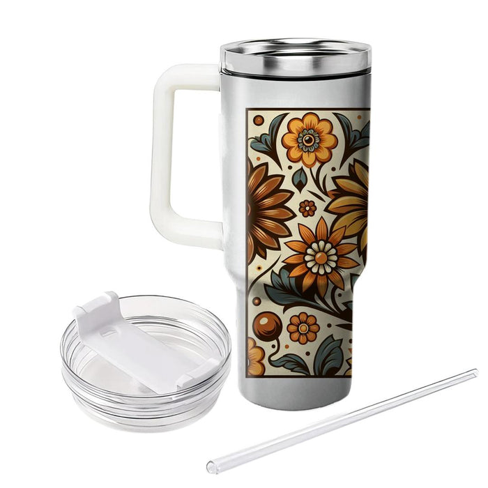 Retro Floral Print  Personalized Tumblers