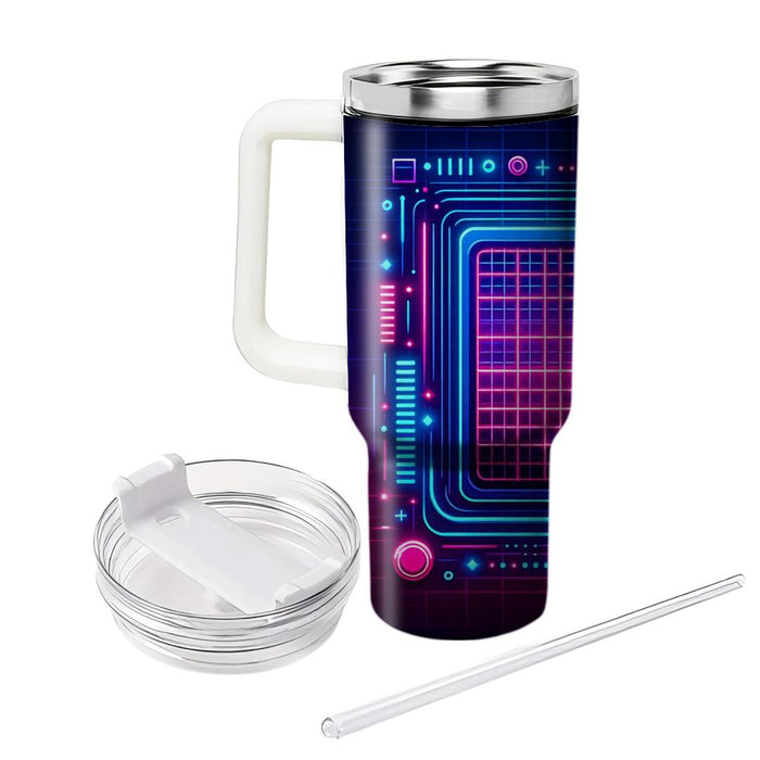 Slick Neon Grid  Travel Tumblers