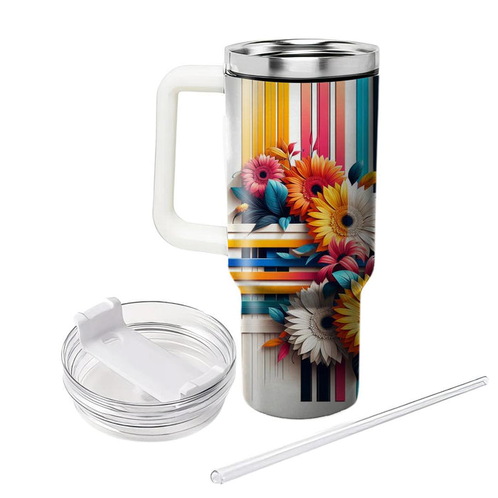 Bold Floral Stripe  Unique Tumblers