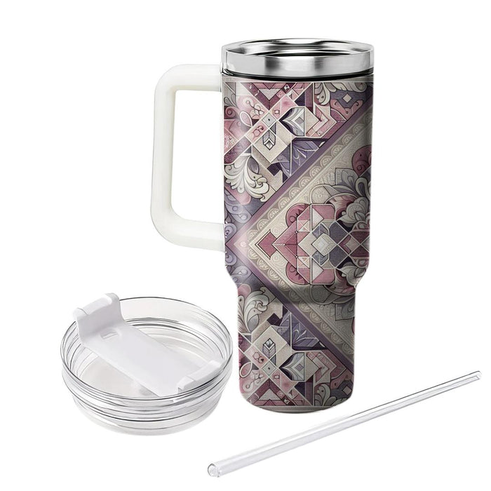 Floral Diamond Overlay  Personalized Tumblers