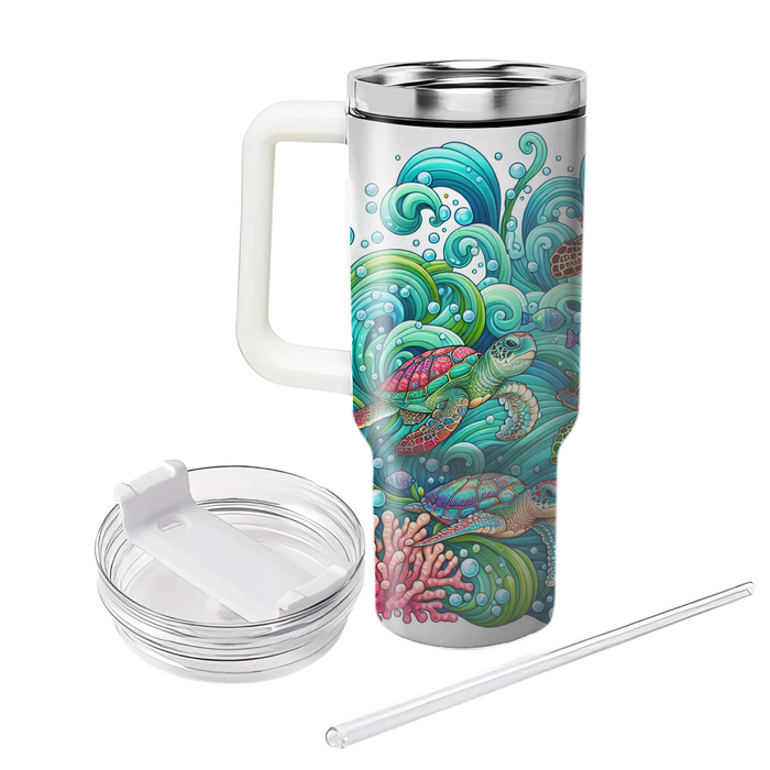 Whimsical Sea Turtle Voyage Tumblers For Gifts