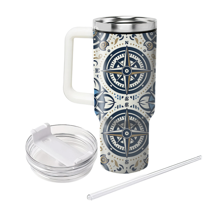 Stylized Nautical Compass Custom Tumblers