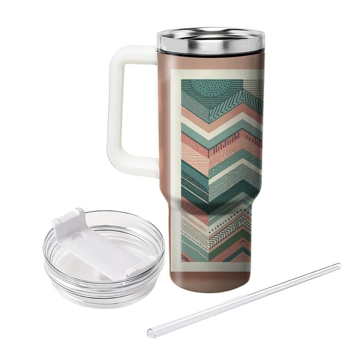 Vintage Boho Chevron  Tumblers With Lids