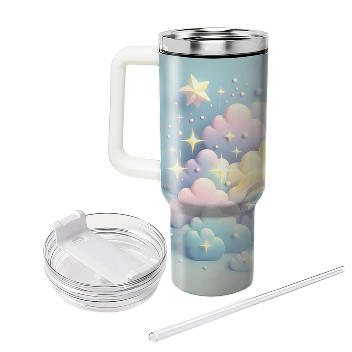 Whimsical Clouds And Stars Travel Tumblers