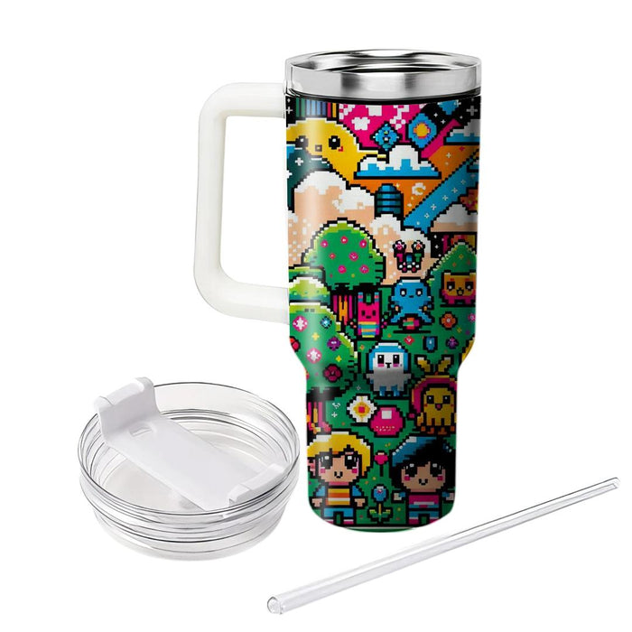 Retro Pixel World  Personalized Tumblers