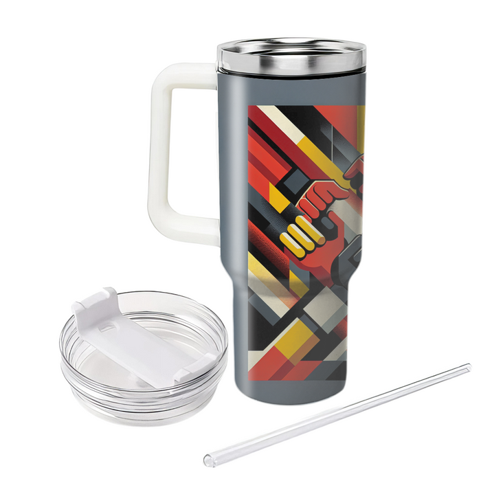 Abstract International Workers Day Tumblers With Lids