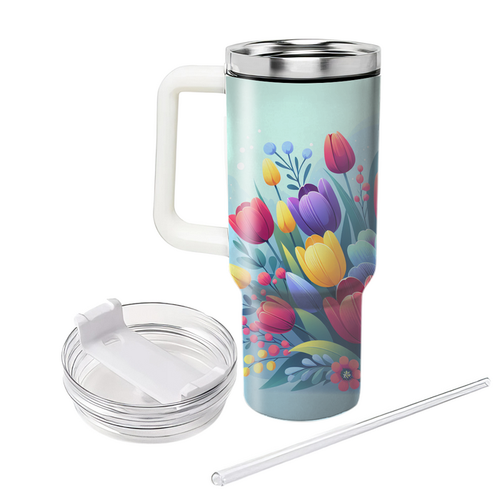 Vibrant Tulip Bloom  Tumblers With Lids