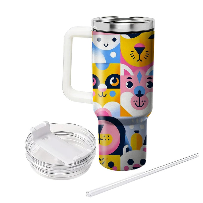 Whimsical Animal Faces  Travel Tumblers