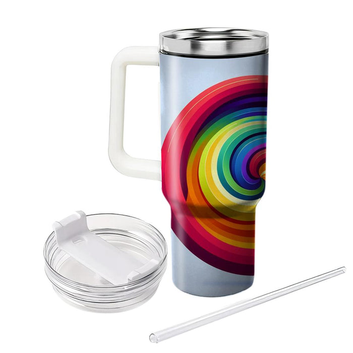 Vivid Rainbow Spiral  Travel Tumblers