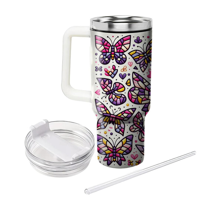 Whimsical Butterfly Mosaic  Tumblers With Lids