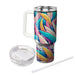 Funky Colorful Feather  Tumbler Cups