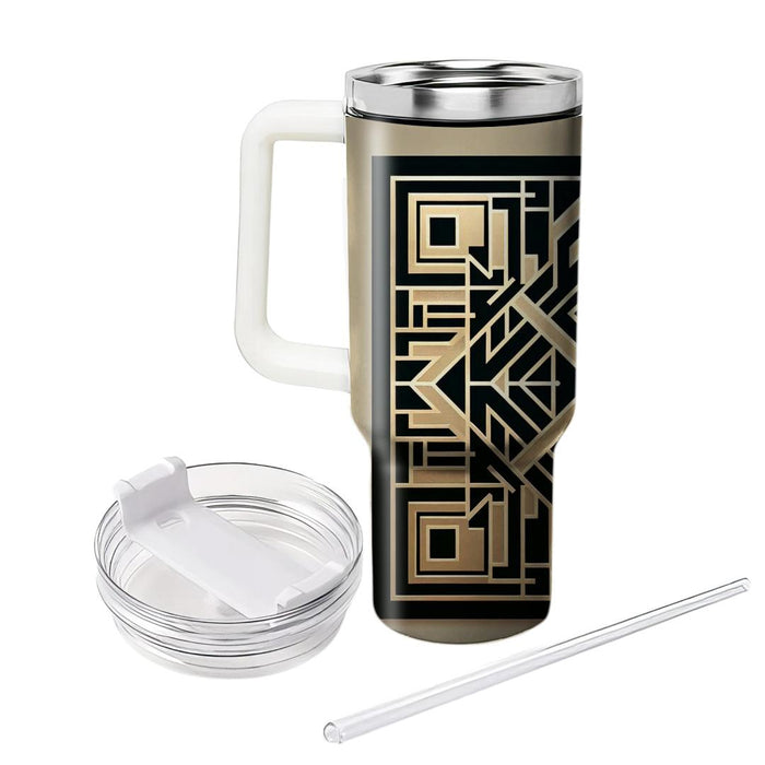 Stylized Geometric Grid  Tumblers With Lids